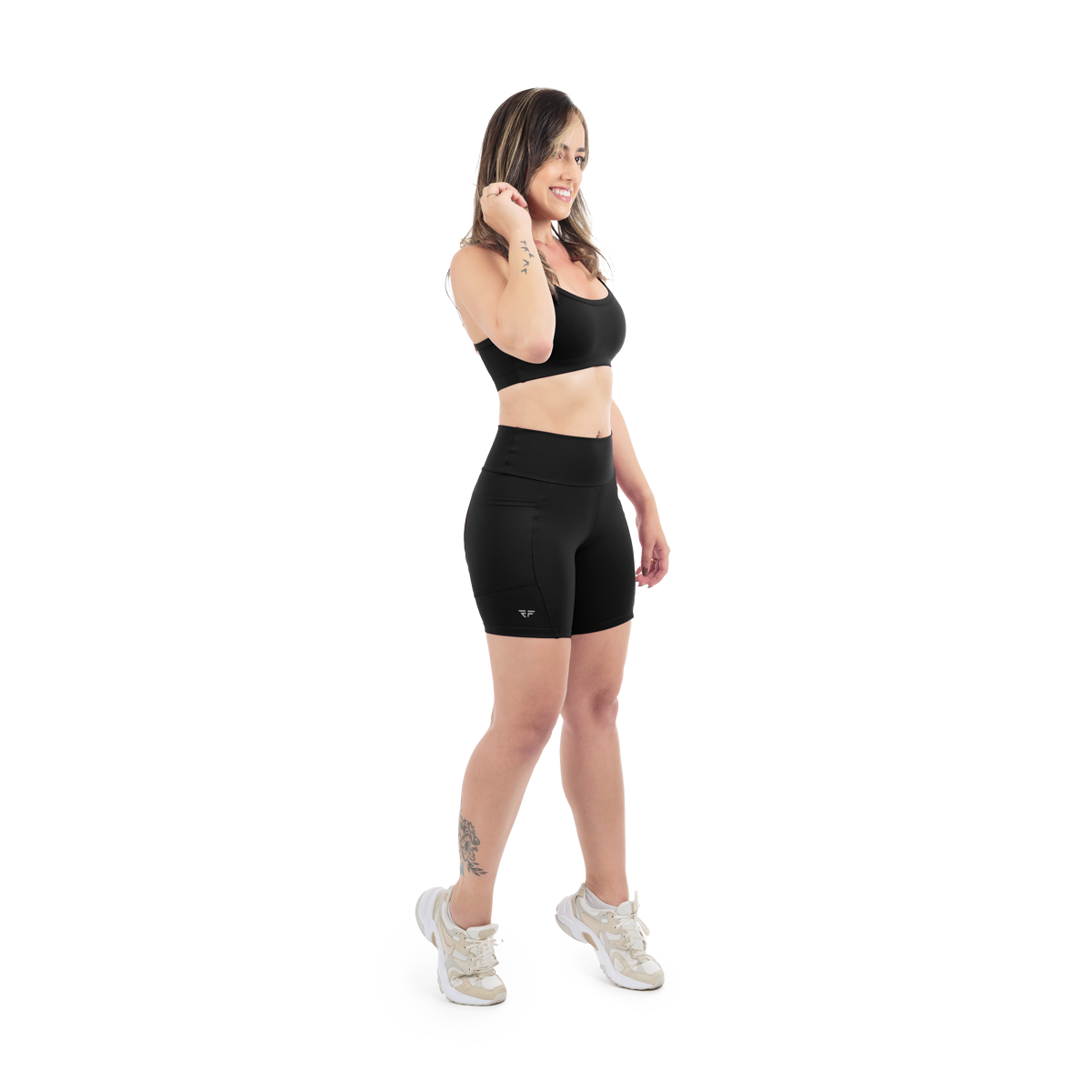 Conjunto Fitness Top Com Bojo Short Run Com Bolso Caminhada