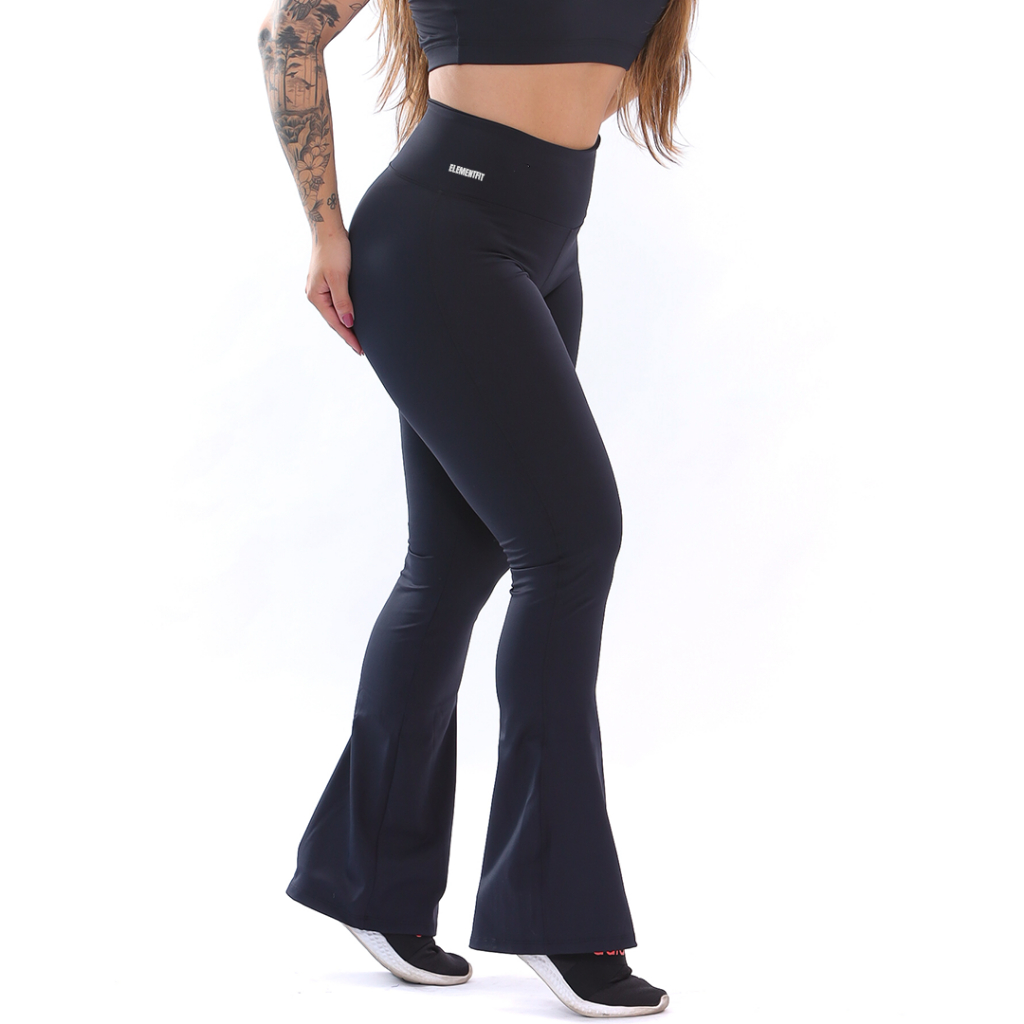Calça Legging Bailarina Flare Suplex Cós Cintura Alta